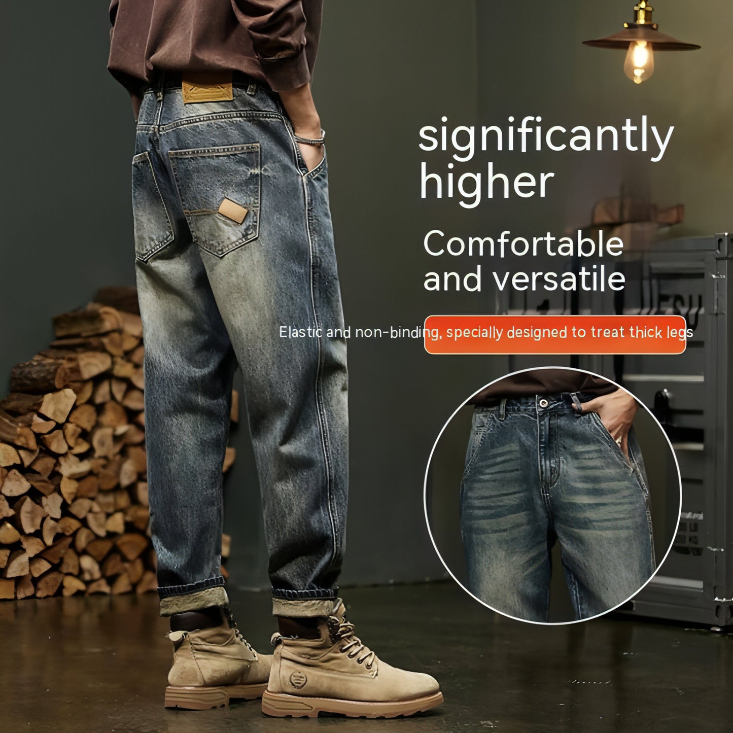 Men's Loose Straight Cargo Pants (Jeans)