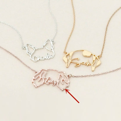 Stainless Steel English Letter Name Necklace DIY Hollowed Out Cat And Dog