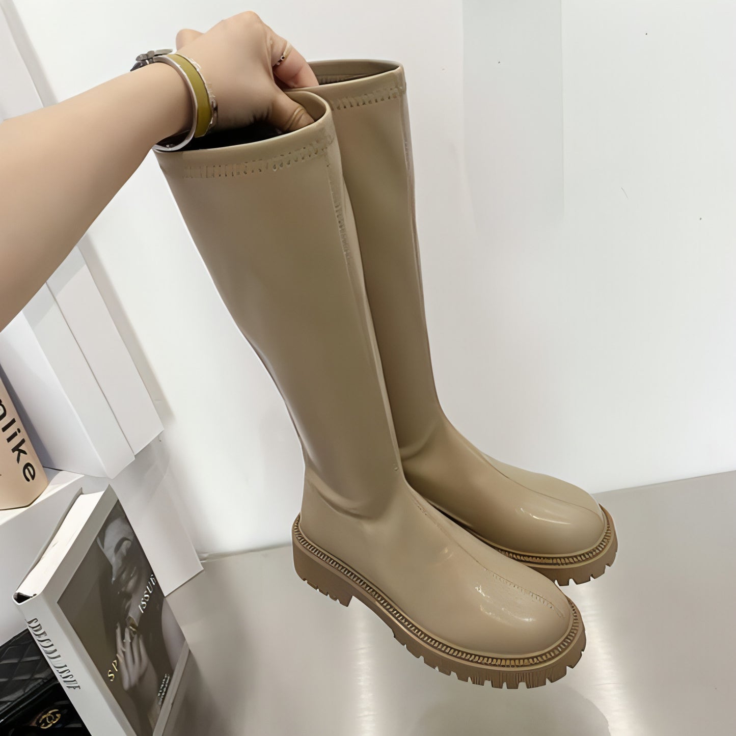 Warme Stiefel mit dicker Sohle für Damen