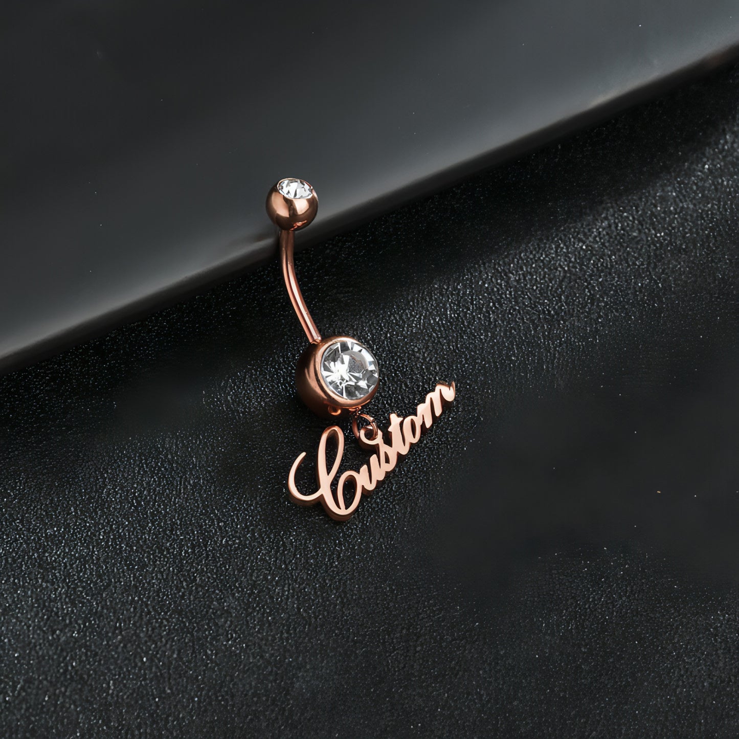 Custom Zircon Alphabet Belly Button Ring – Personalized Body Jewelry