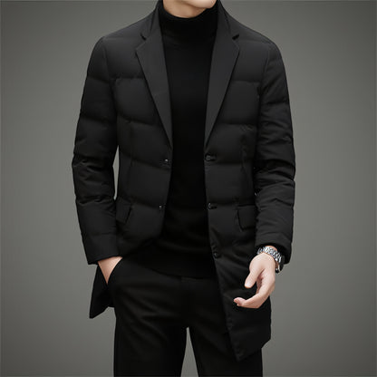 A.1 Men's Scarf Collar Cold-proof Down Jacket Coat Mid-length