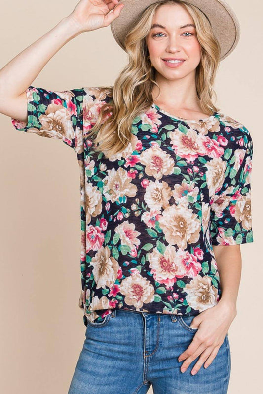 BOMBOM T-Shirt mit Rundhalsausschnitt und Blumenmuster