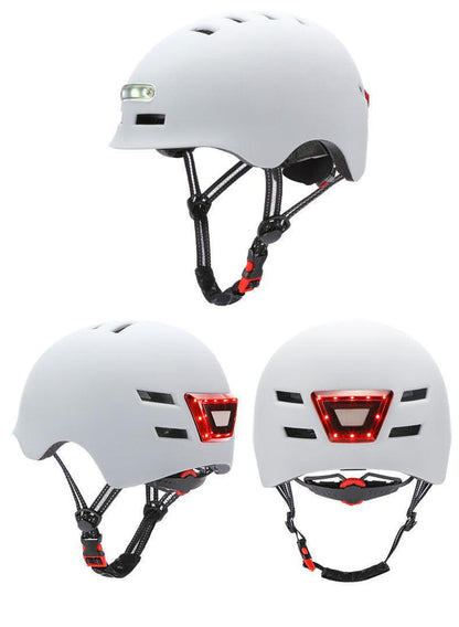 Casco deportivo de seguridad para patineta, ciclismo, vehículo eléctrico, iluminación de advertencia, luz inteligente