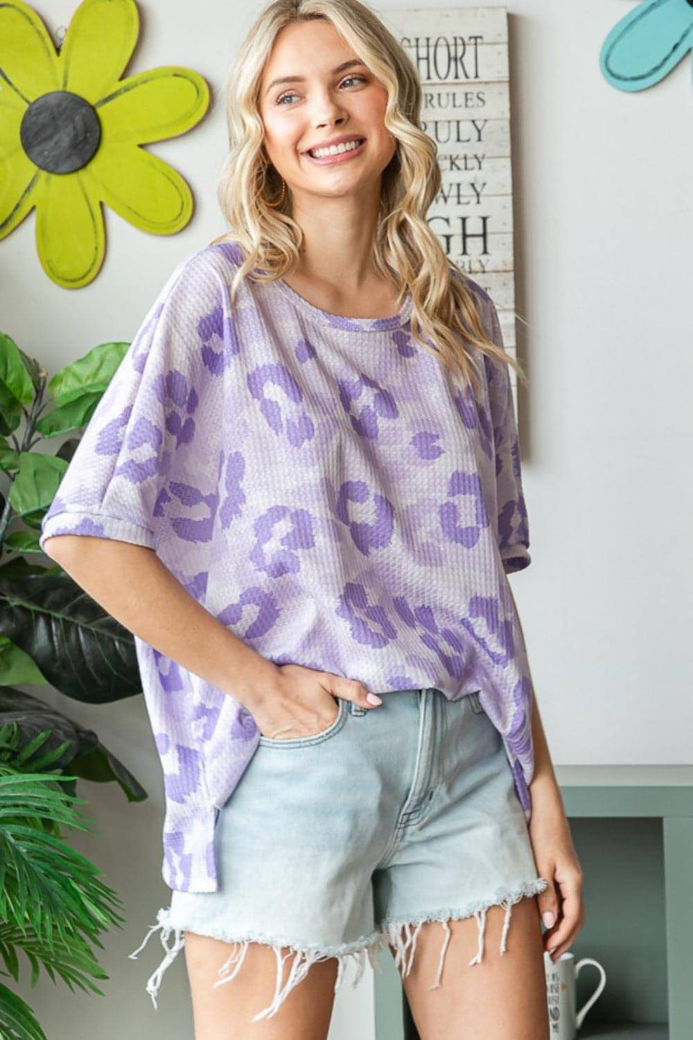 HOPELY Print Waffle Oversized T-Shirt