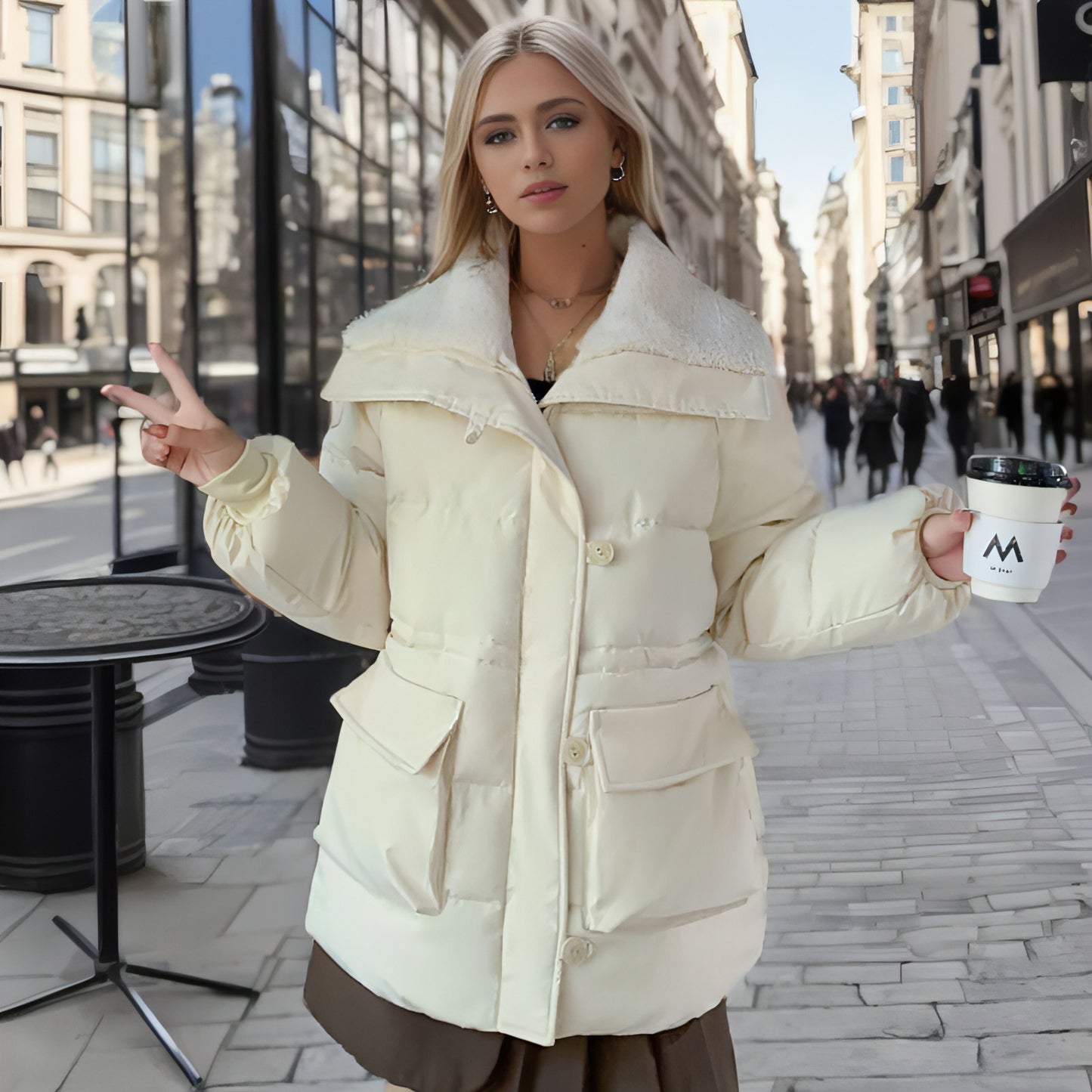 Large Lapel Down Jacket For Women