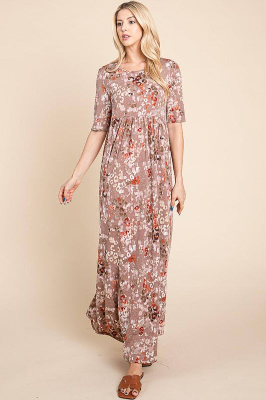 Bombom Printed Shirred Maxi платье