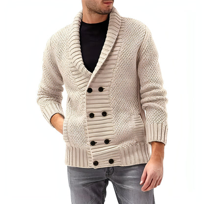 Fashion Simple Solid Color Men's Comfortable Long Sleeve Lapel Sweater