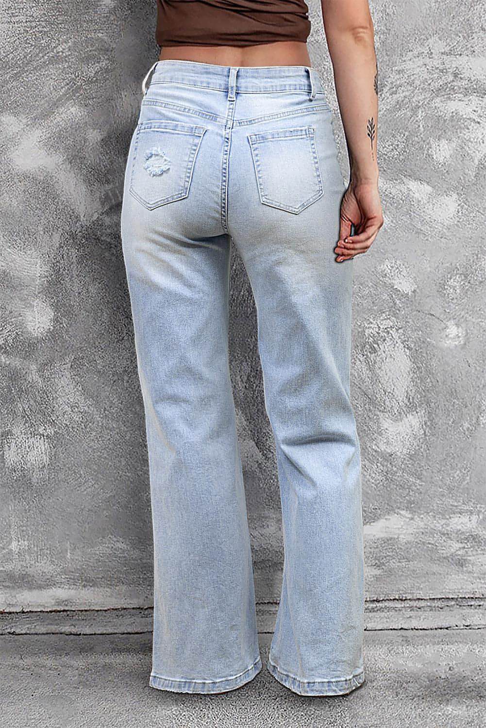 Beau blauwe vintage licht gewassen flare jeans