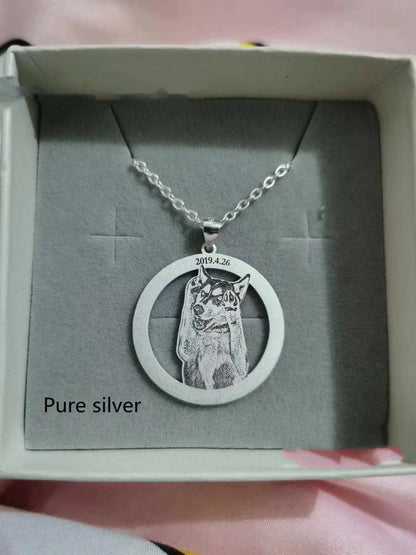 Silver Set Cat And Dog Photo Pet Necklace Name Titanium Steel