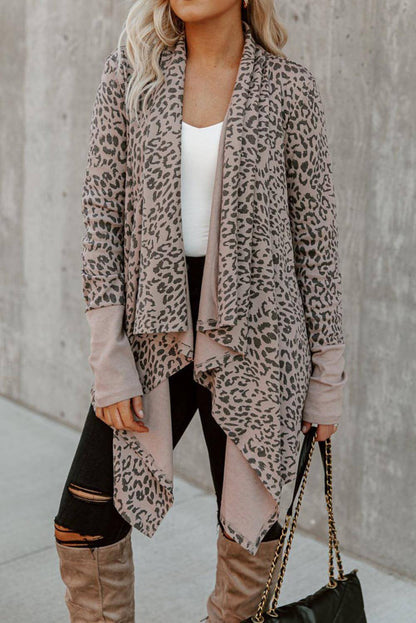 Leopard åpen front cardigan