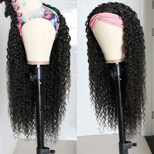 Full Mechanism Hair Band Wig Headgear Real Hair