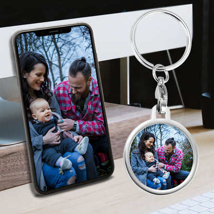 Personalized Stainless Steel Photo Keychain – Custom Gift for Loved Ones