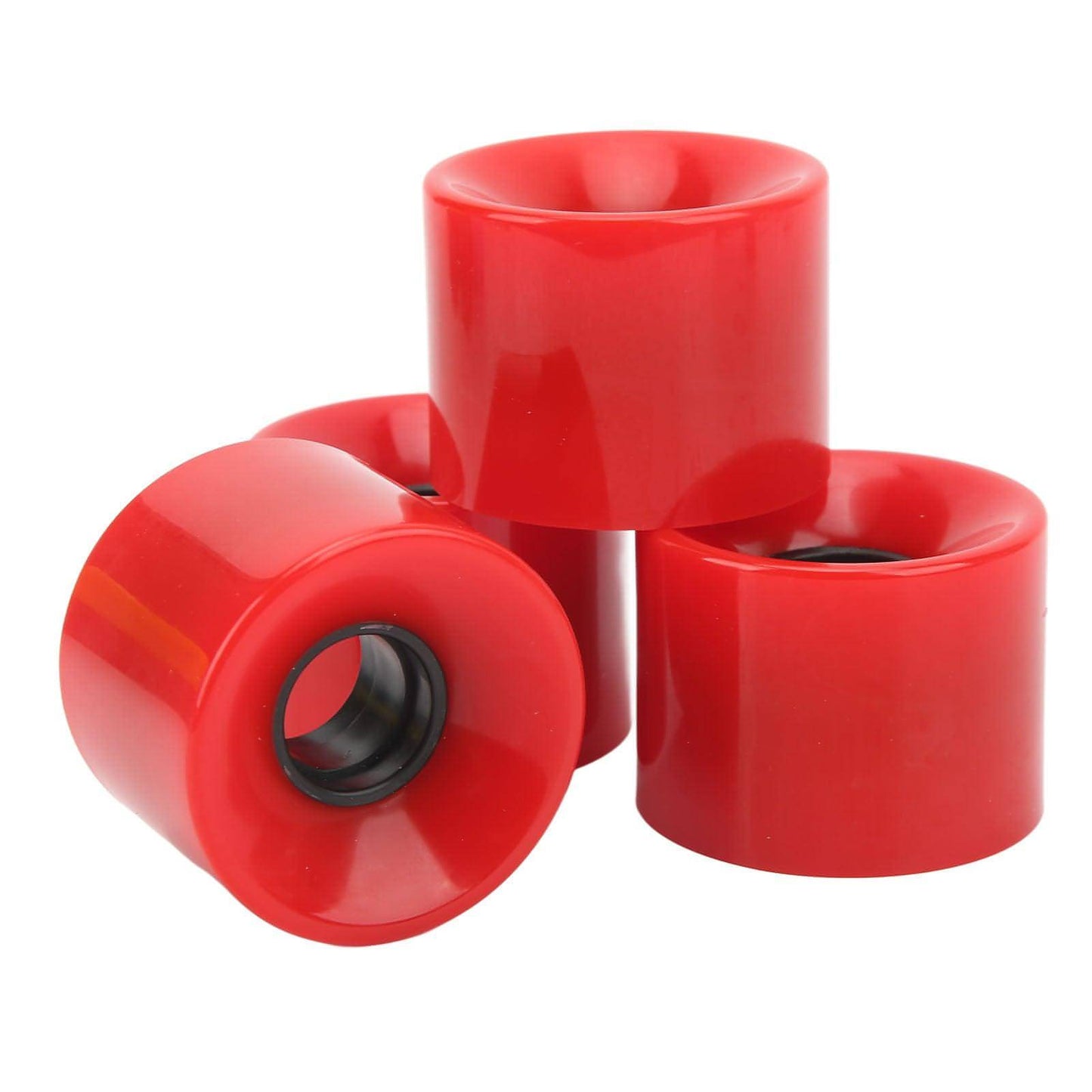 Four 4PCS PU Skateboard Wheel Replacement Low Noise Multifunctional Land Surfboard Roller Casters Red