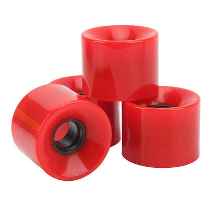 Four 4PCS PU Skateboard Wheel Replacement Low Noise Multifunctional Land Surfboard Roller Casters Red