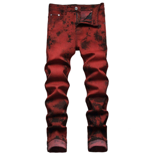 Stretch Tie Dyed Red Brick Men 's Jeans