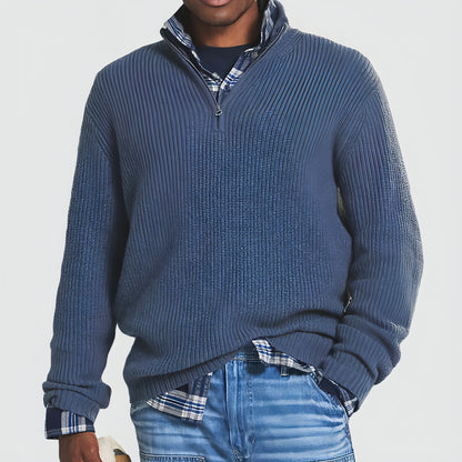 Men's Business Casual Loose Zip Stand Collar Sweater