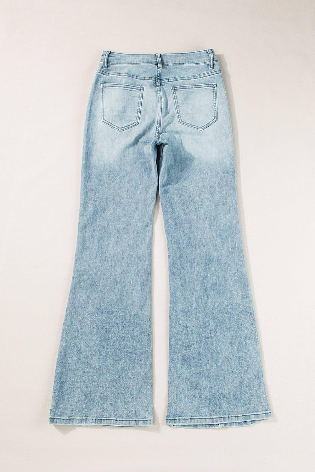 Dusk Blue Acid Wash Ekstra brede ben Høy midje lange jeans