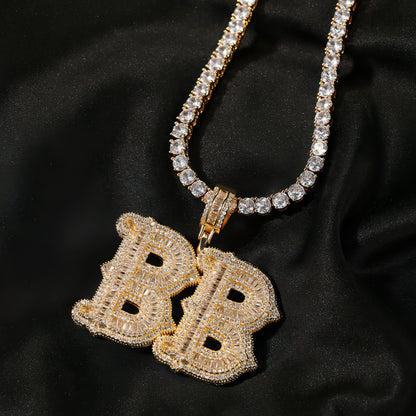 Hip-Hop Iced Out Alphabet Pendant Necklace – Bling Statement Jewelry