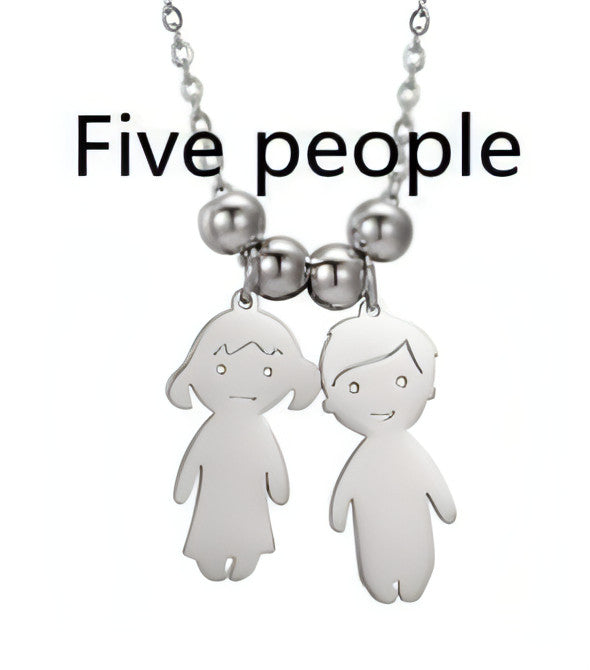 Personalized Family Pendant Necklace – Boy & Girl Charms