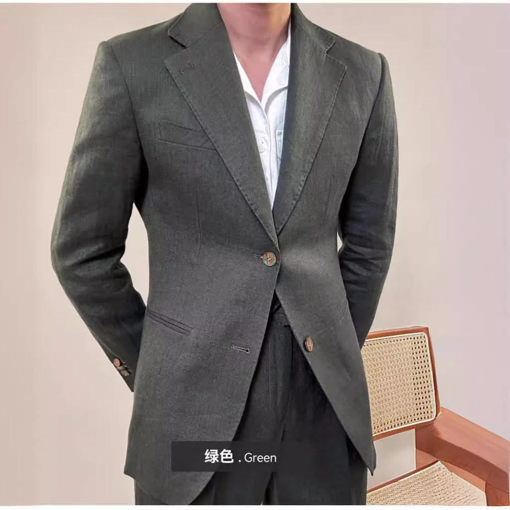 Spring Pure Linen Suit Suit Men's Solid Color