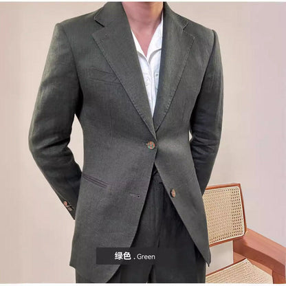 Spring Pure Linen Suit Suit Men's Solid Color