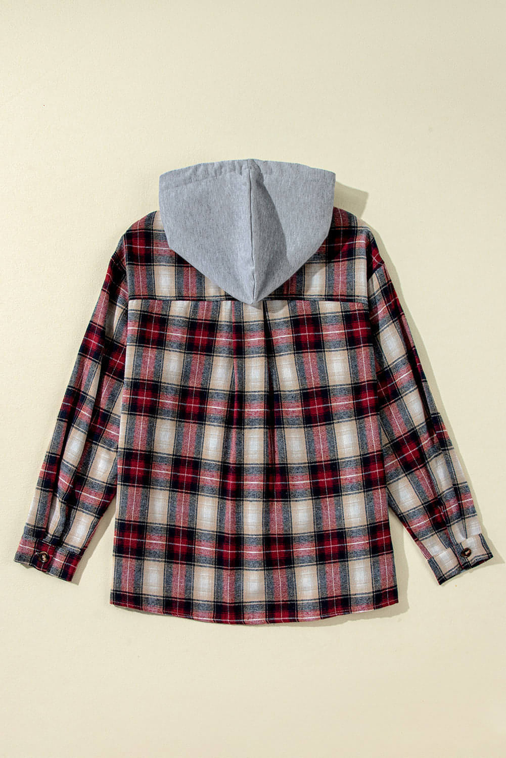 Red plaid print borstzak met knoop met knoop