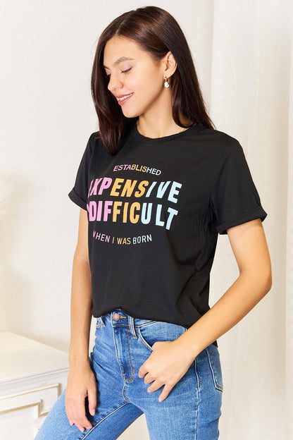 T-Shirt mit „Simply Love“-Slogan und Ärmelbündchen