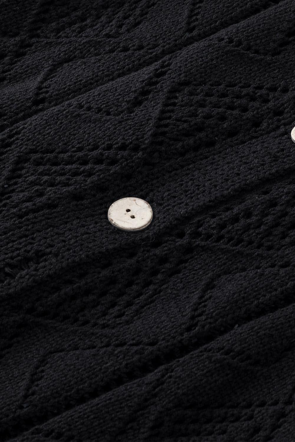 Black Hollow-Out Openwork Knit Cardigan