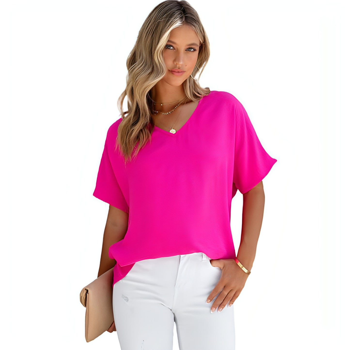 Leisure Solid Color T-shirt Women