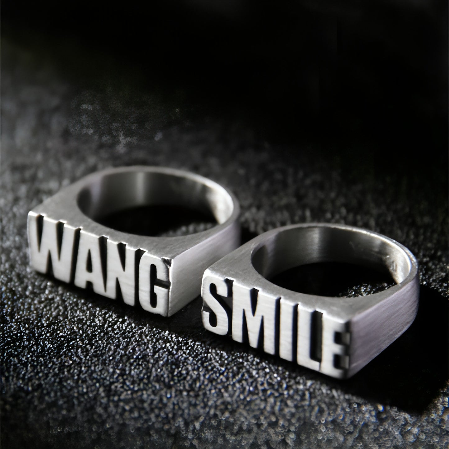 Personalized Sterling Silver Couple Rings – Custom Engraved Alphabet Rings