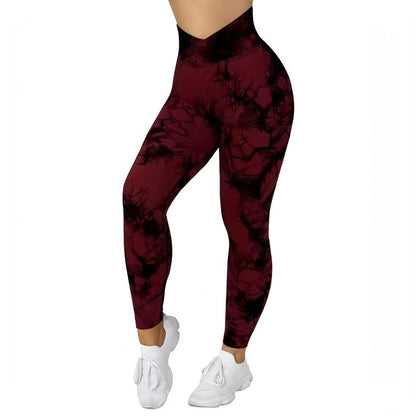 Leggings sin costuras con efecto tie dye para mujer, pantalones de yoga, leggings push up para deporte, fitness, correr, gimnasio