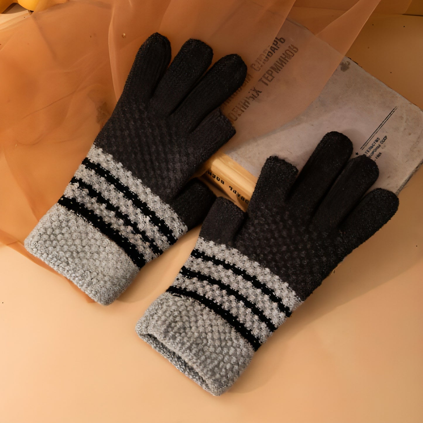 Guantes de lana con forro polar resistentes al frío