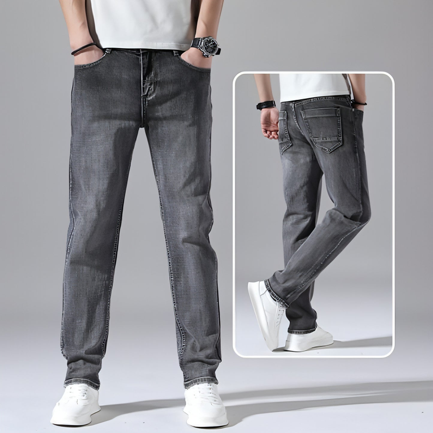 Retro Thin Jeans Straight Loose Casual Trousers Men