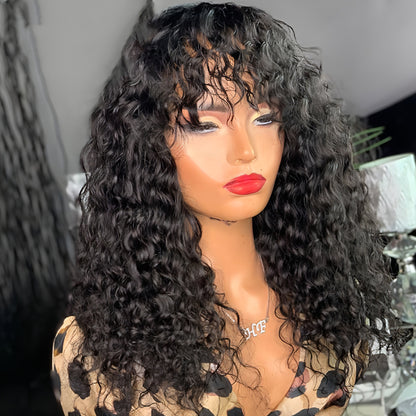 Shunfa Full Mechanism Curved Bangs Brazilian Hair Real Hair Headgear