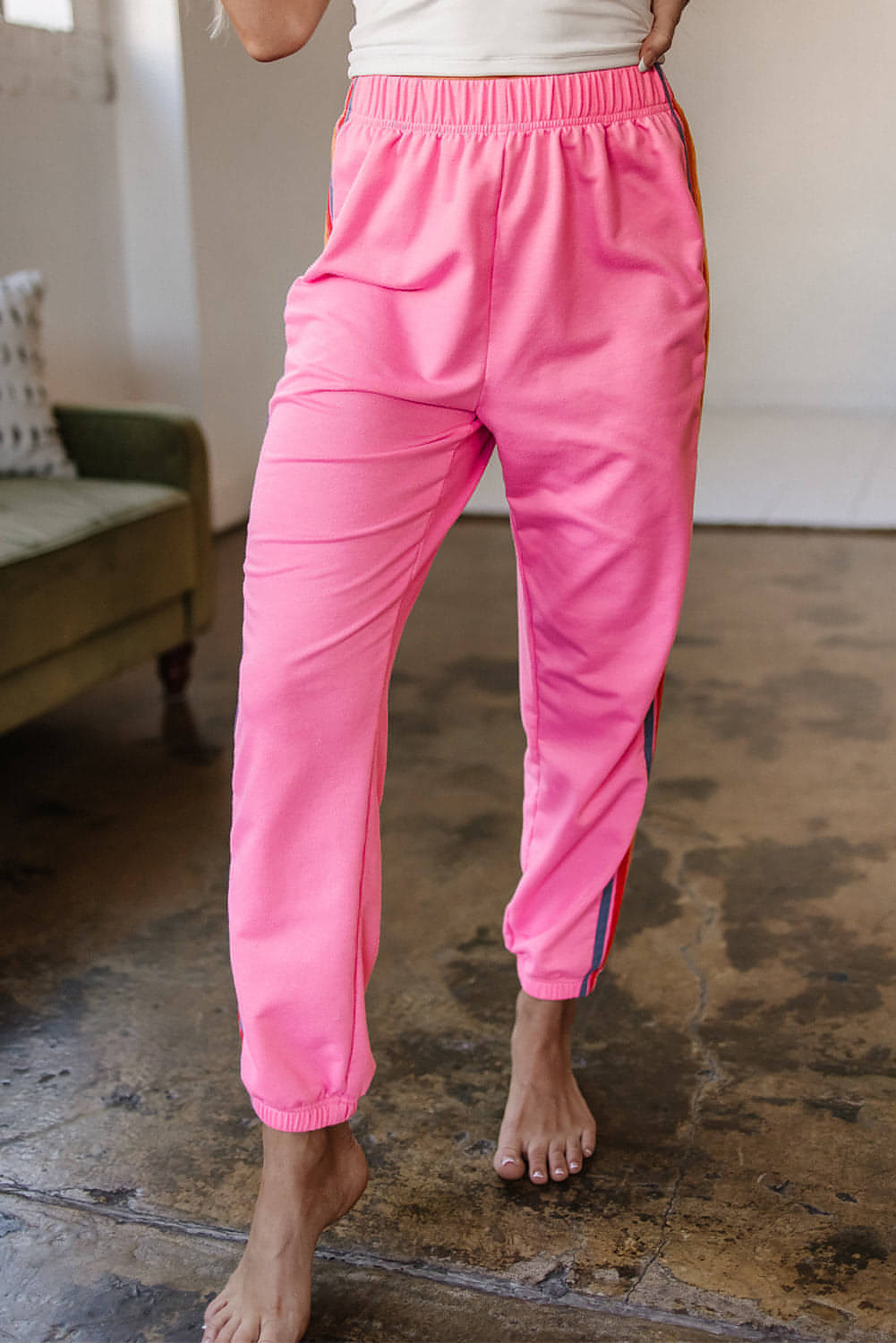 Pink Counting Rainbows High Waist Sweatpants