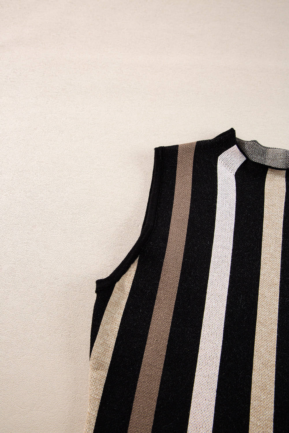 Black Stripe Slim Fit O Neck Sweater Vest