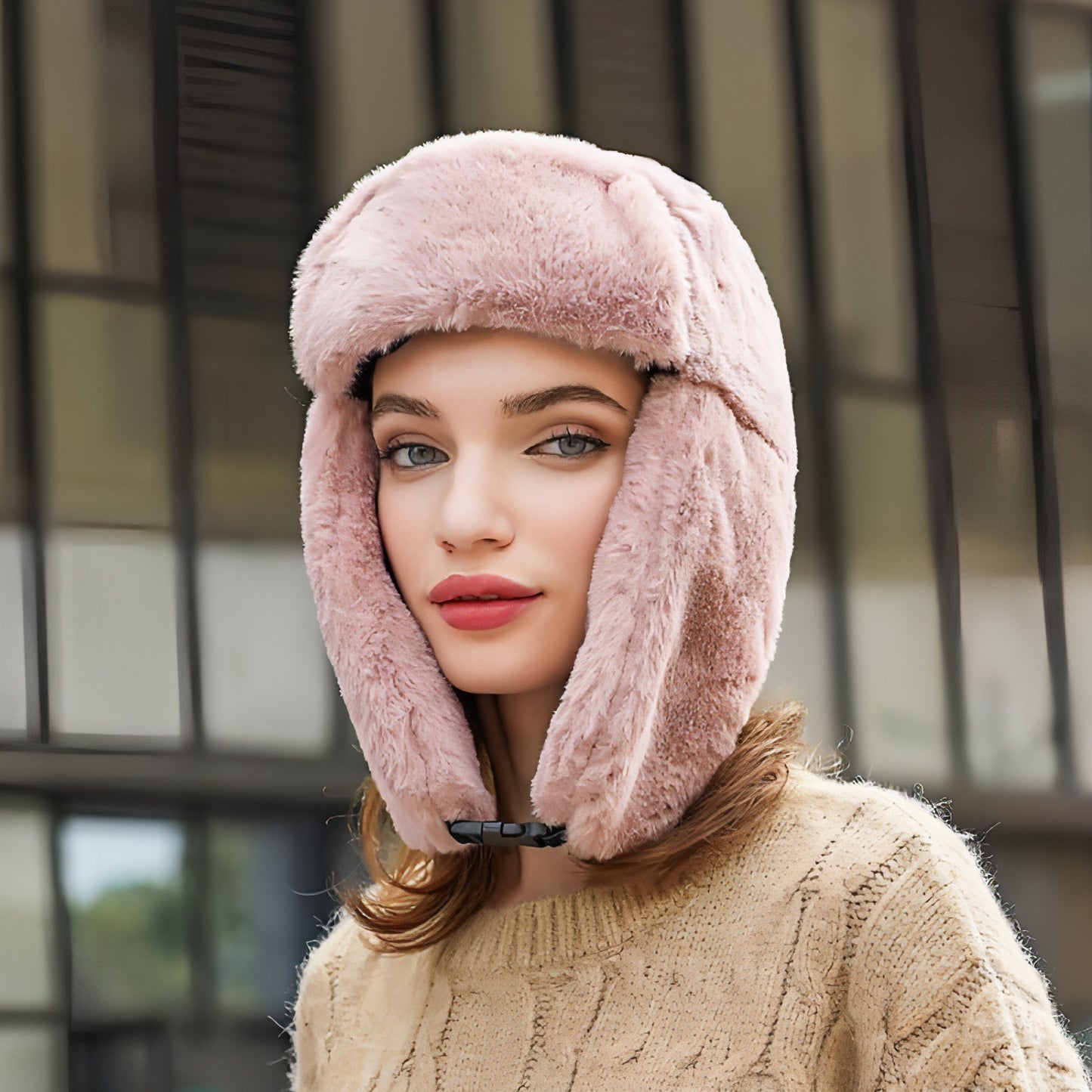 Gorro de protección auditiva cálido de vellón para damas