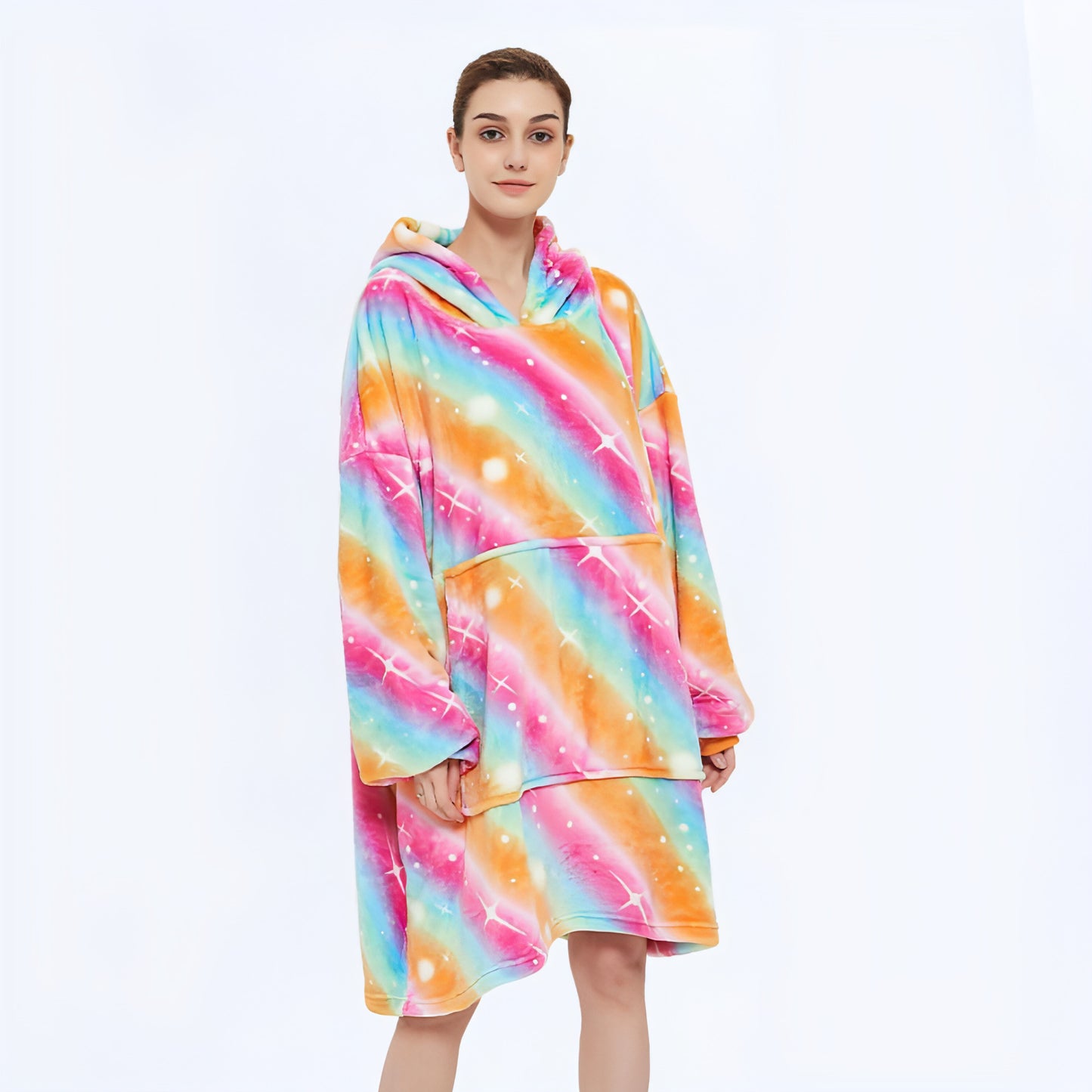 Double Layer Lazy Blanket Pullover Flannel Hooded Double Layer Sweater Women