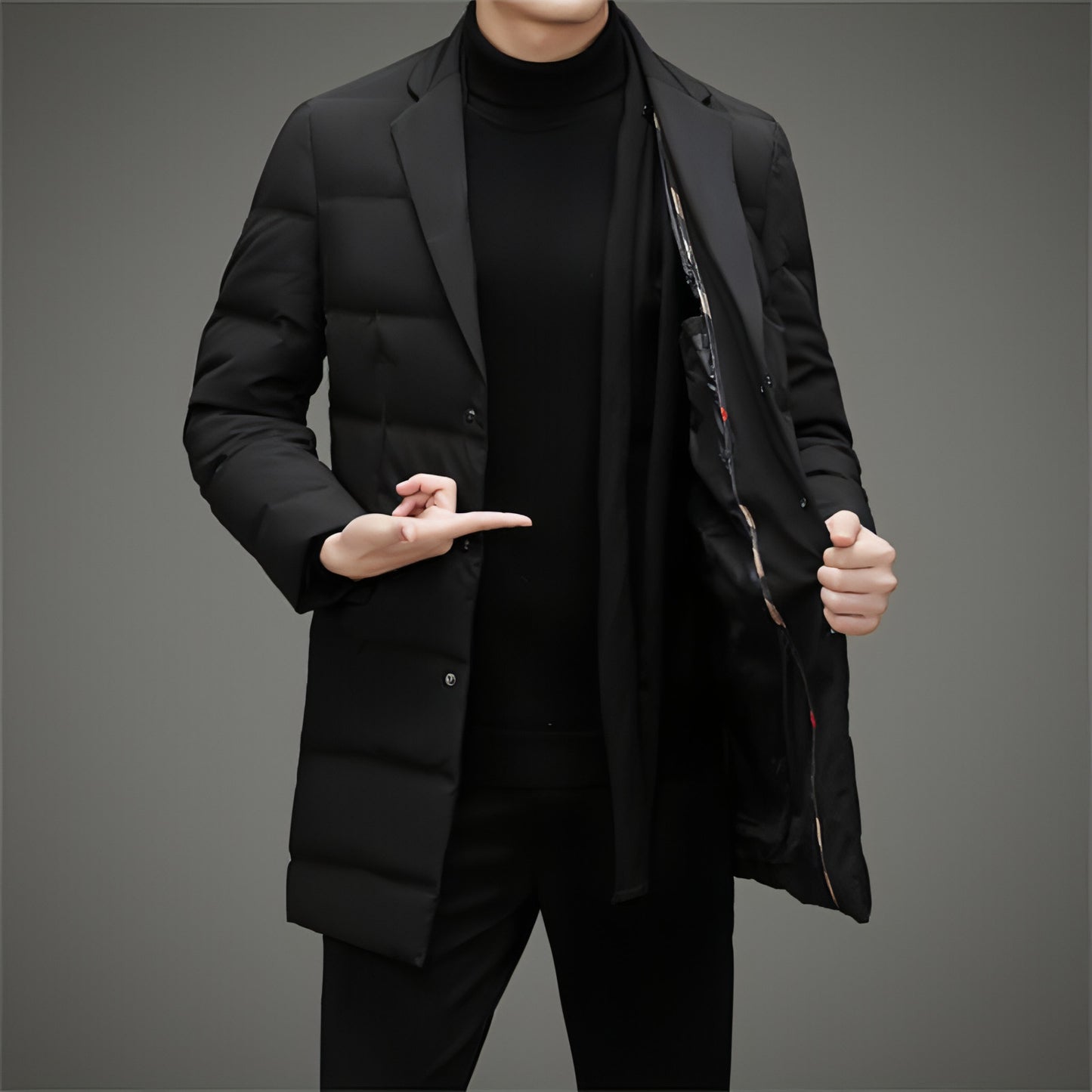 A.1 Men's Scarf Collar Cold-proof Down Jacket Coat Mid-length