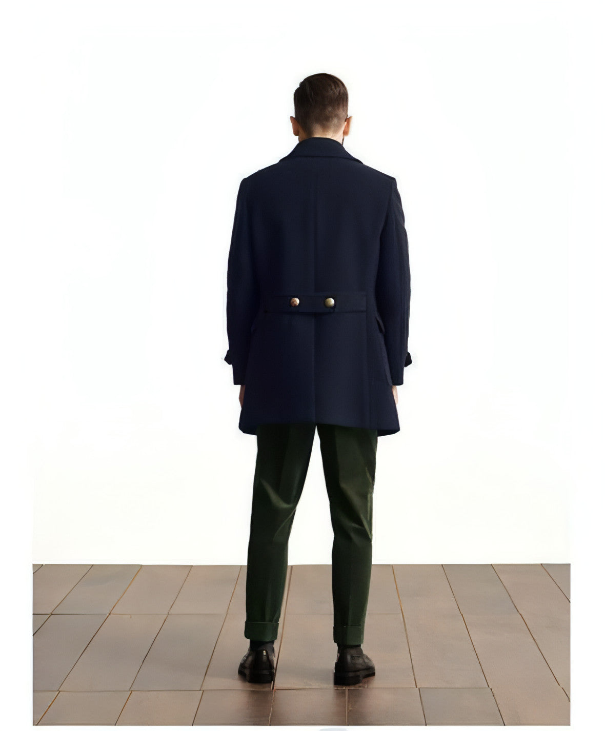 A1. Men's Mid-length Long Sleeve Woolen Coat