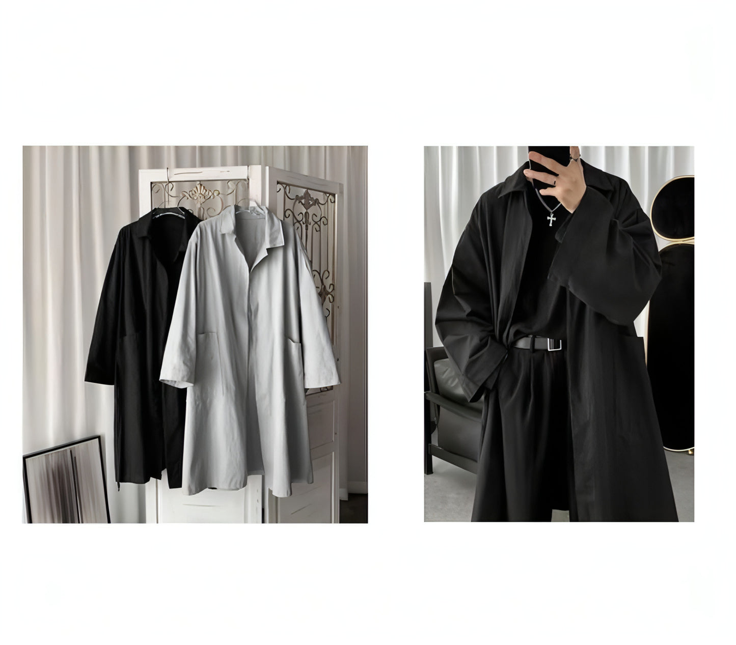 Autumn New Men's Loose Trench Coat Mid-length Coat