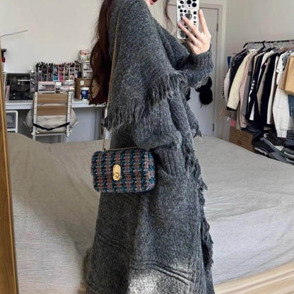 Long Alpaca Wool Sweater Coat Handmade Womens Clothing