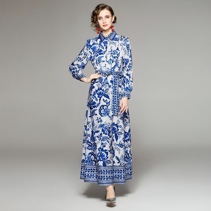 Women's Printed Long Sleeve Dress