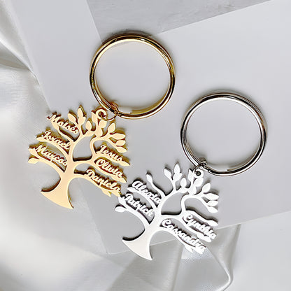 Personalized Tree of Life Keychain – Custom Stainless Steel Name Keyring