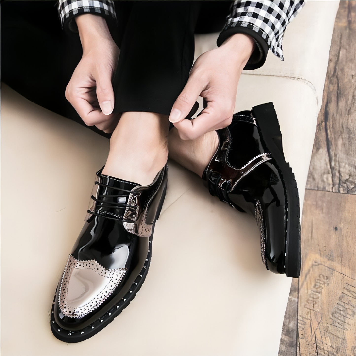 Summer British pointed casual leather shoes Men