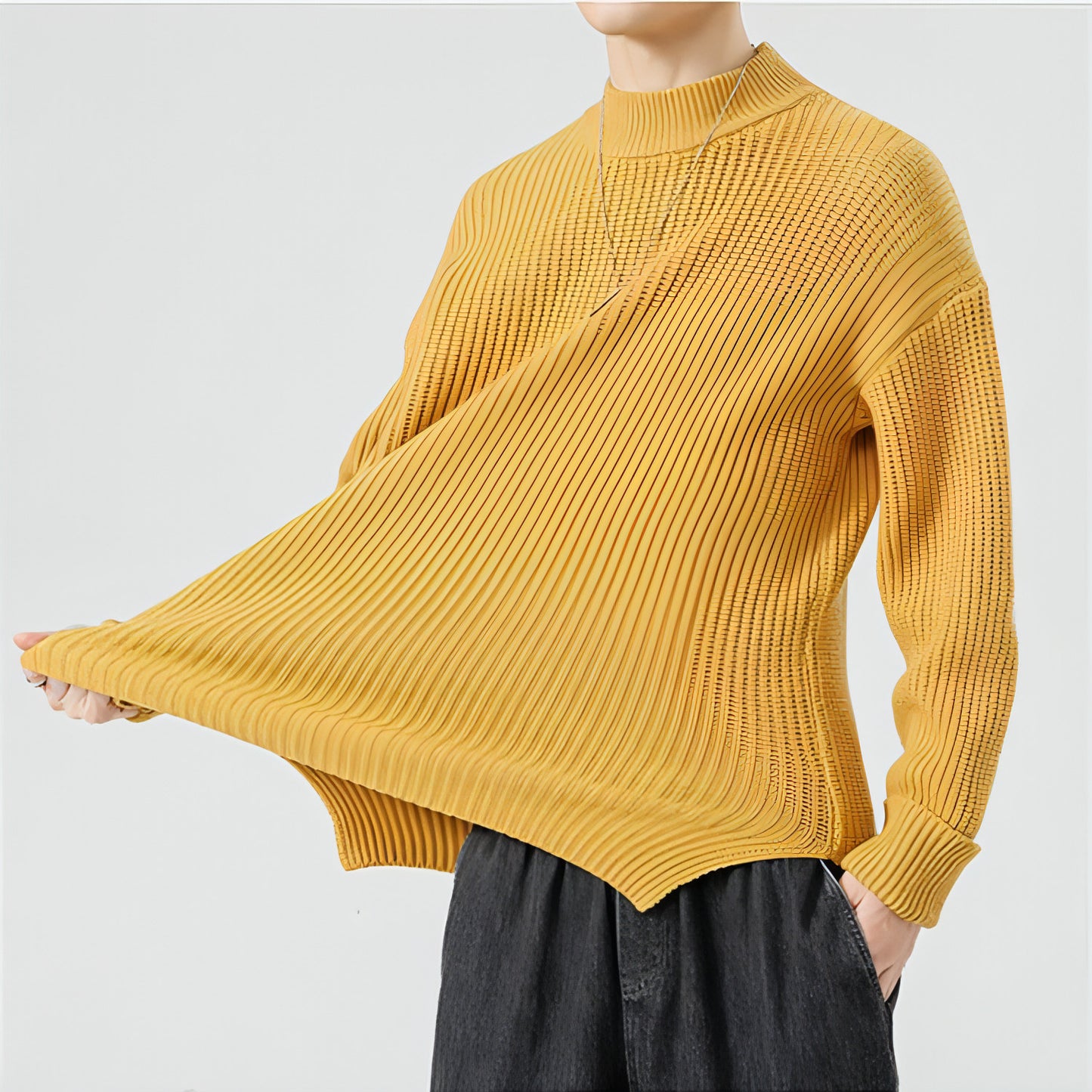 Half High Necked Sweater For Men's Casual Knitwear Outerwear