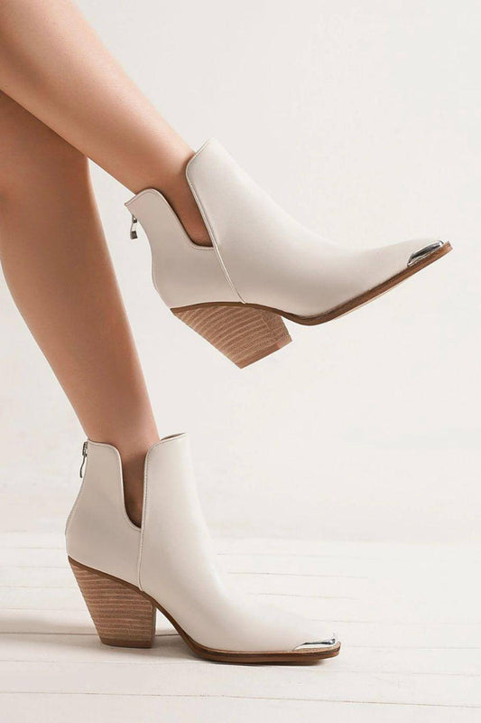 Beast Fashion Metal-Tip Block Block Heel Boots