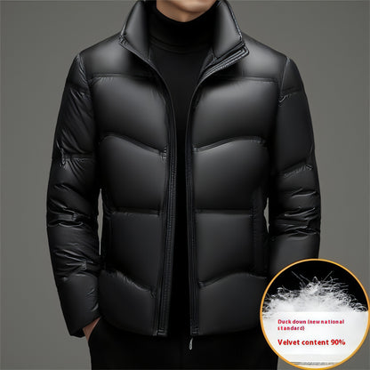 Winter Mid-old Men's Down Jacket Stand Collar Coat Thickened Protection Men