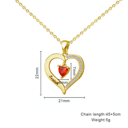 Elegant Copper Creative Personality Diamond-embedded Peach Heart Necklace