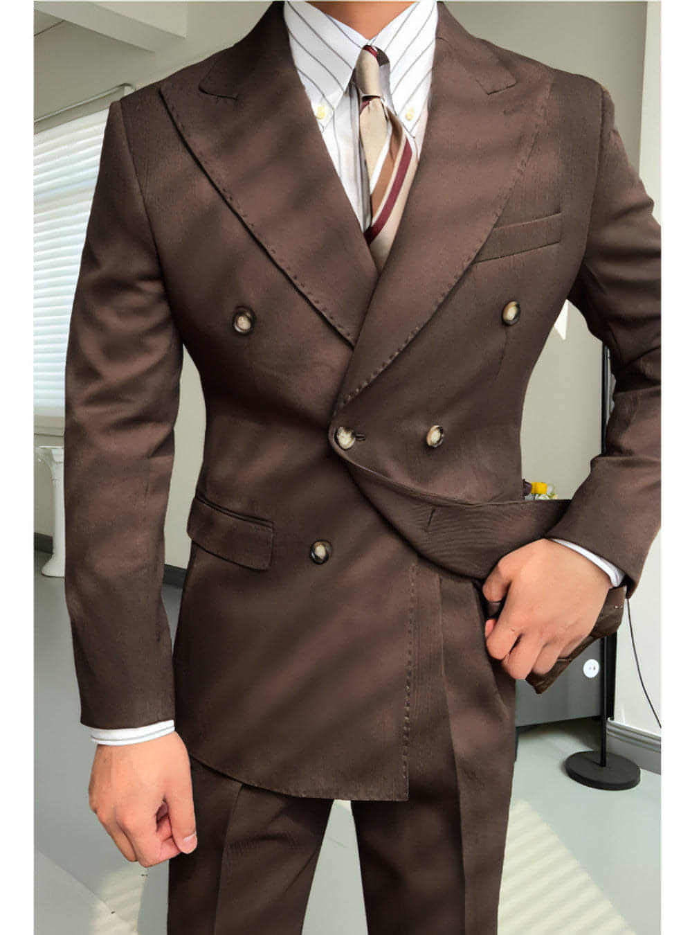 Spring Double Breasted Closure Collar Suit